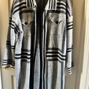Gray Plaid Women's Long Cardigan